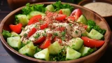 طريقة عمل سلطة الخضار بالطحينة السعودية بالفيديو