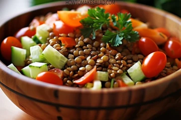 طريقة عمل سلطة العدس البني بالخضار