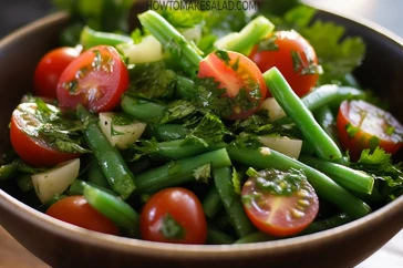 طريقة عمل سلطة الفاصوليا الخضراء بالطماطم