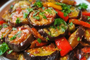 من أشهر المقبلات العربية - سلطة الفلفل والباذنجان المقلية