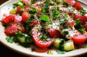 طريقة عمل سلطة الطماطم بالطحينة