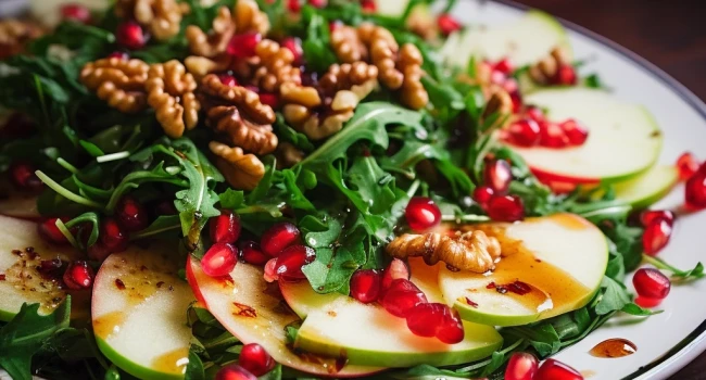 طريقة عمل سلطة التفاح والجرجير والرمان