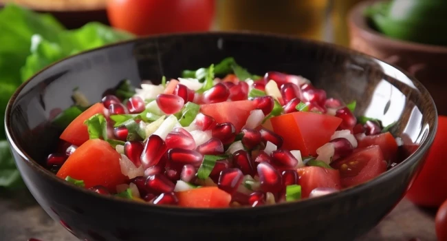 طريقة عمل سلطة الطماطم بالرمان