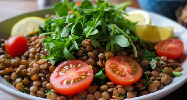 طريقة عمل سلطة العدس البني بالجرجير للدايت