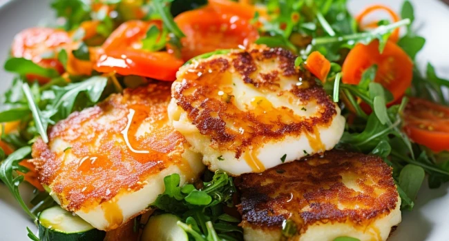 طريقة عمل سلطة جبن الحلوم المقلي