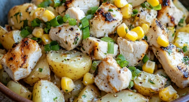 طريقة عمل سلطة الدجاج والبطاطس