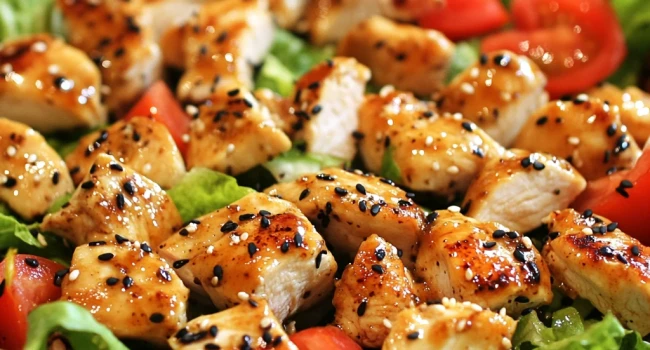 وجبة عالية البروتين للدايت والچيم - سلطة الدجاج بالسمسم