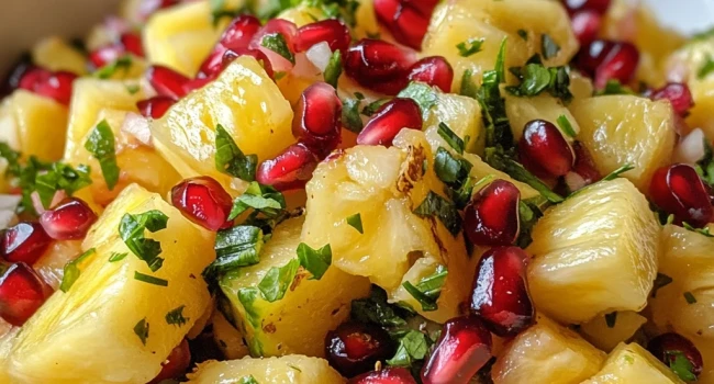 سلطة الأناناس والرمان – حلوى خفيفة وصحية بعد الأكل